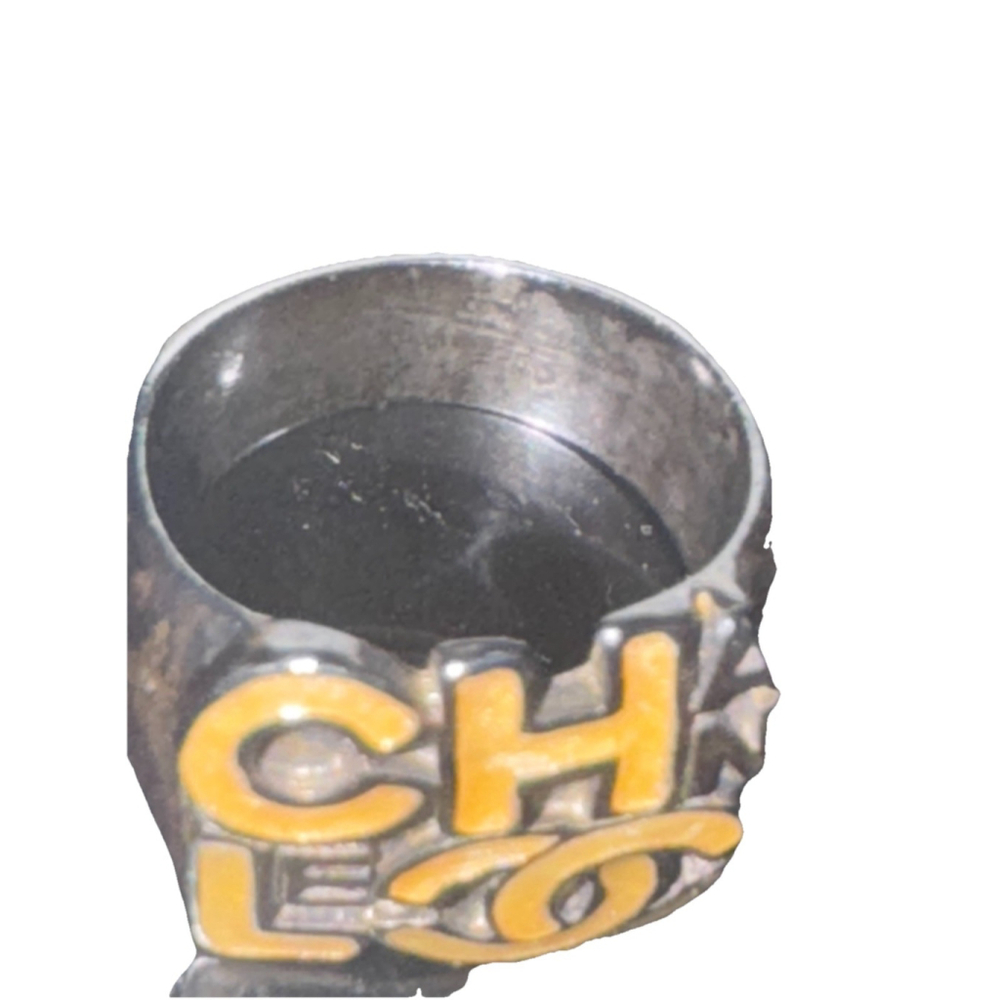 CHANEL Vintage 20th Century Silver Ring Size 6.5 with Enamel Logo Design & COA - Picture 7 of 11